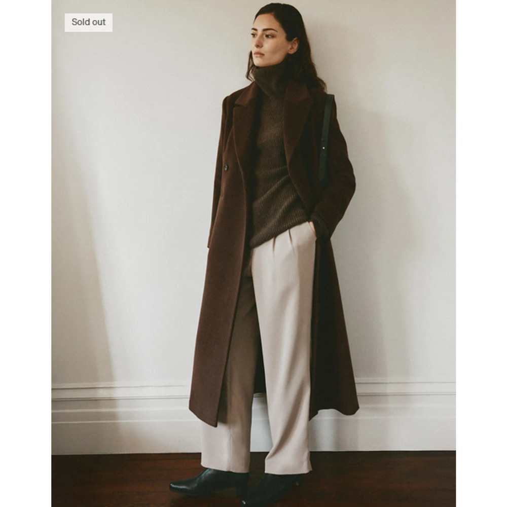 Quince Wool Cashmere Tailored Long Coat S Dark Chocolate NWOT - Picture 6 of 8